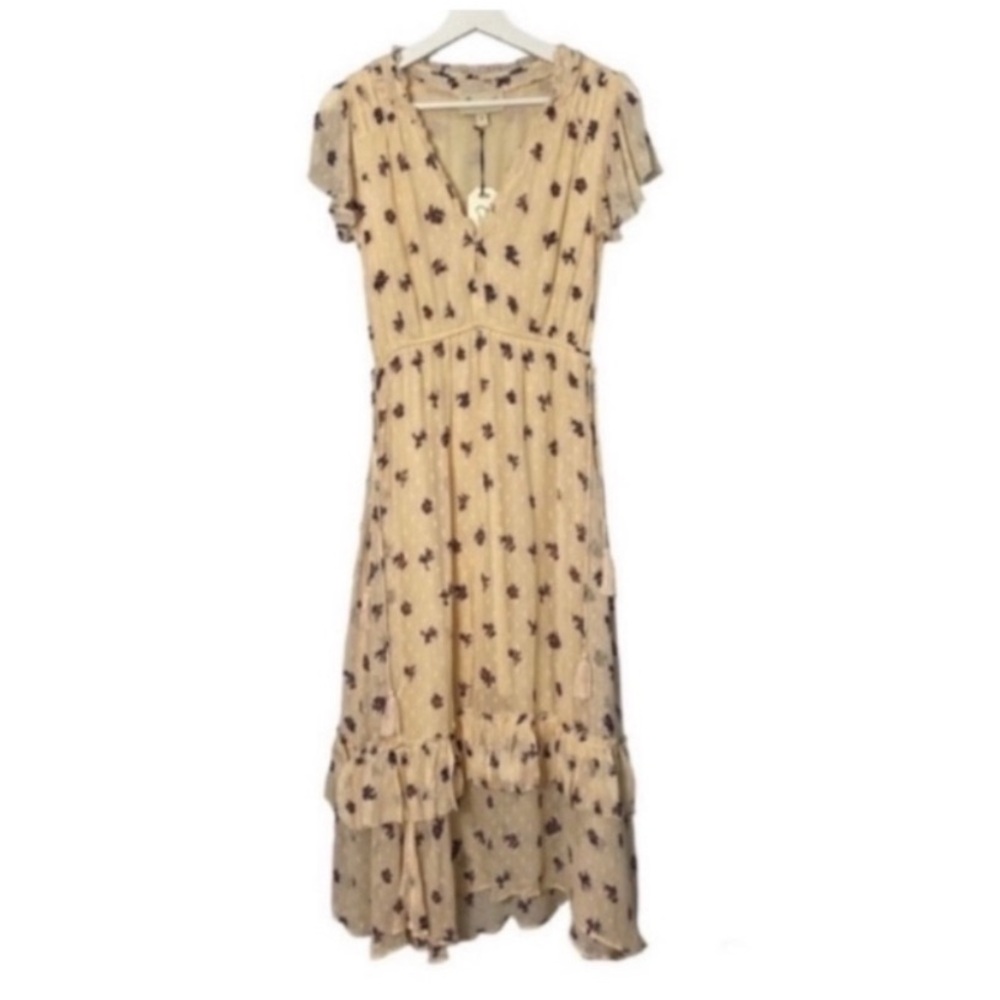NWT Cleobella V-neck Floral Tiered Ruffled Tassel Lightweight Midi Dress
